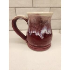 Uncommon Clay Brand Art Pottery Handled Mug Coffee Cup Brick Red Drip Glazed‎